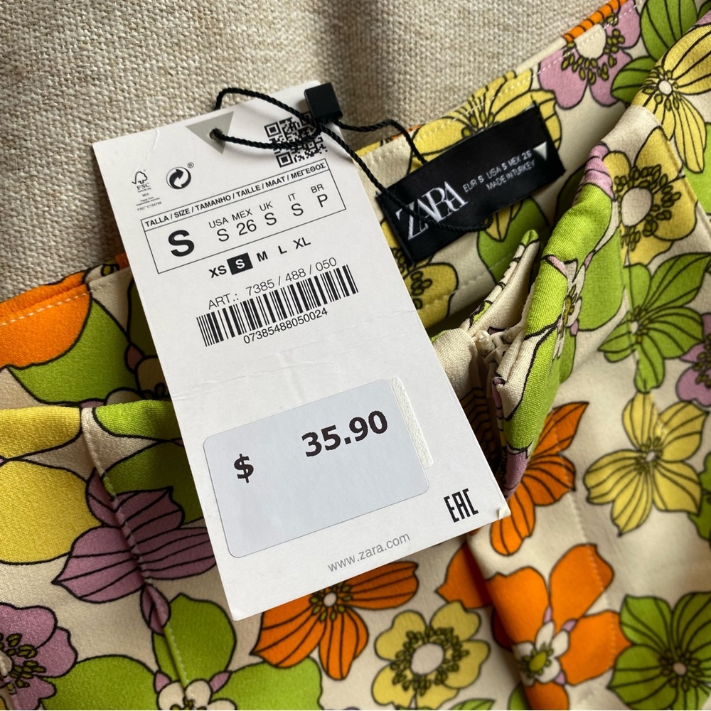 ZARA Flower Power High Waisted Shorts - Picture 6 of 12